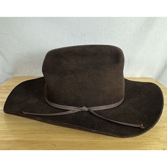 Bradford Western Cowboy Hat Size 7 Chocolate Brown Genuine Fur Felt Vintage - Picture 2 of 9